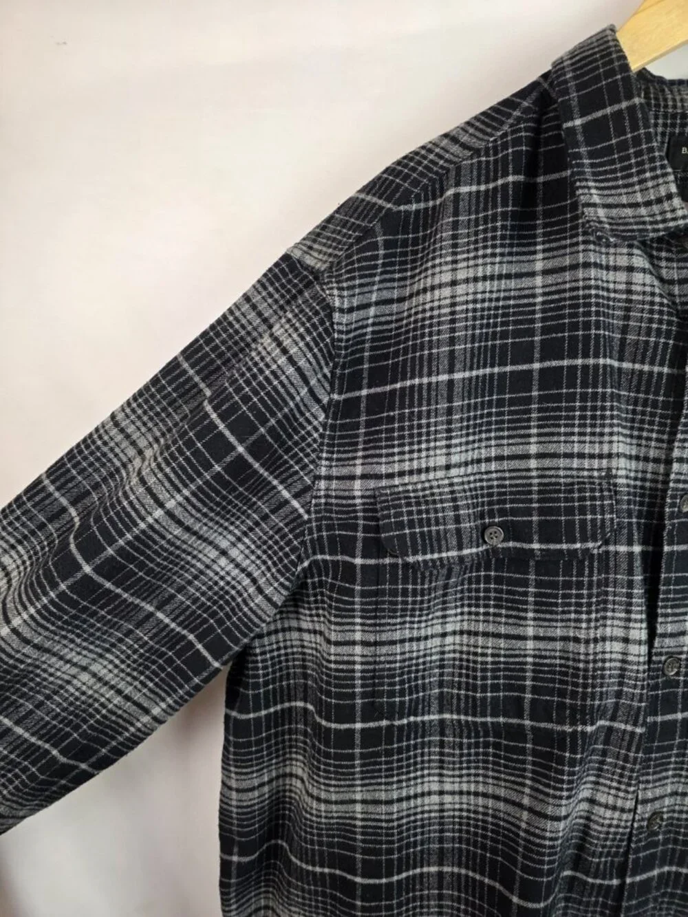 Banana Republic Men's Flannel Shirt Size XXL Black Plaid Long Sleeve Button Down